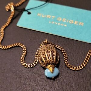 Kurt Geiger Eagle Antique Gold-Tone Pendant Necklace with Turquoise EL